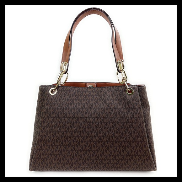 MICHAEL KORS Large Logo Shoulder Bag Color: Brown MK Logo - Picture 7 of 10